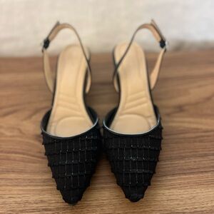 Adrienne Vittadini Black Women's Slingback Heels - Size 6.5